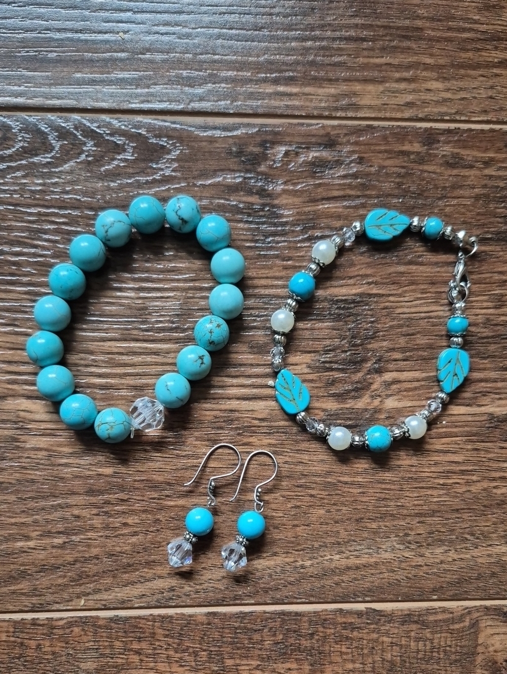 Turquoise Beaded Bracelets & Earring Set
